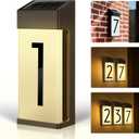 Solar Lighted House Numbers, Number 1, Outside Address Sign, Precision Aluminum Frosted Glass Construction, Automatic LED Illumination, Waterproof, Rust-Resistant(8IN)