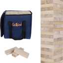 GOTHINK Giant Tumble Tower Game, Large Tumbling Tower Stacking to Over 3.2 FT 60pcs Wooden Jumbo Blocks for Outside Yard Games w/Carry Case Timber Stacking Game Night Toy Gift for Kids Adults Family