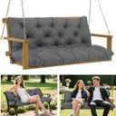 Porch Swing Cushions 60x40 Inch, 5" Extra Thick Waterproof Outdoor Swing Seat Cushion with Backrest & 8 Non-Slip Ties PP Cotton + Memory Foam Fill, Fade-Resistant 3-Seater Replacement for Patio Bench