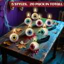 Nuanchu 20 Pcs Halloween Eyeball Candles Scary Round Eyeball Burning Candle Home Table Decor for Halloween Party Decorations