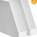 Amazon Basics Rectangular Plastic Desk Organizer, Magazine Rack, White, 2-Pack
