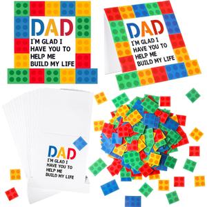 24 Sets DIY Father's Day Crafts for Kids Dad Brick Tabletop Decorating with Easel Instructions Craft Kit for Father's Day Classroom Activities Art Projects