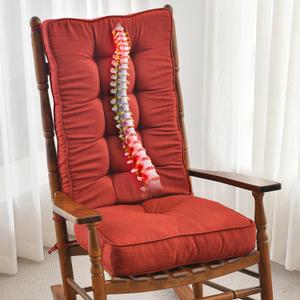 SUNROX Memory Foam Jumbo Rocking Chair Cushions, FadeShield Water Resistant Non Slip Durable Tufted Pads, Set of Seat & Back Cushion with Ties for Indoor/Outdoor Rocker, 2 Piece, Burgundy