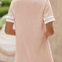 SHEWIN Women's Fashion Casual Crewneck Color Block T Shirts Short Sleeve Summer Tops Tees Slim Fit (XL)