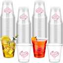 Furbeko 100 Pcs Quinceaera Plastic Cups Bulk 10oz Disposable Mis Quince Anos Clear White Reception Cup Sweet Party Favors for Guests