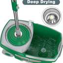 Dual Compartment Spin Mop and Bucket, Mop and Bucket with Wringer Set,360Rotating Spinning Mopping for Floor Cleaning with 6 Microfiber Replacement Heads, 61" Extended Handle, 2X Wheel - Deep Green