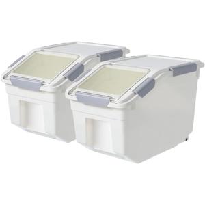 20Lbs 2 Pack Food Storage Container with Scoop, Airtight Rice Storage Bins Flour Containers Pet Food Dispenser with Handle & Wheels, Plastic Kitchen Pantry Organization for Cereal Baking Supplies