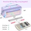 Large Pencil Case for Girls, Aesthetic Pencil Pouch for School, Wide Opening Organizer Box with Handle, Fits 50 Pens & Markers (Glitter Purple Tie-Die)