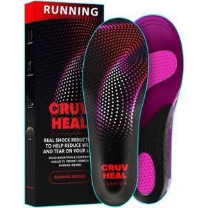 Running Insoles Men Women - Athletic Shock Absorbing Gel Insoles - Runners Knee - Reduce Muscle Soreness - Plantar Fasciitis - for Sport Shoes (XS) (XS(Men 4.5-6.5||Women 5.5-7), Purple)
