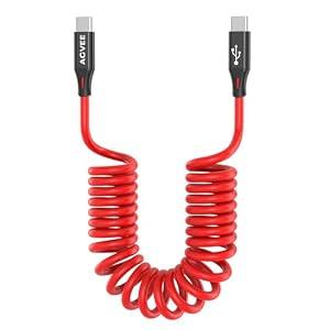 AGVEE 3ft Coiled USB-C to USB-C Cable [USB-IF Certified] Carplay