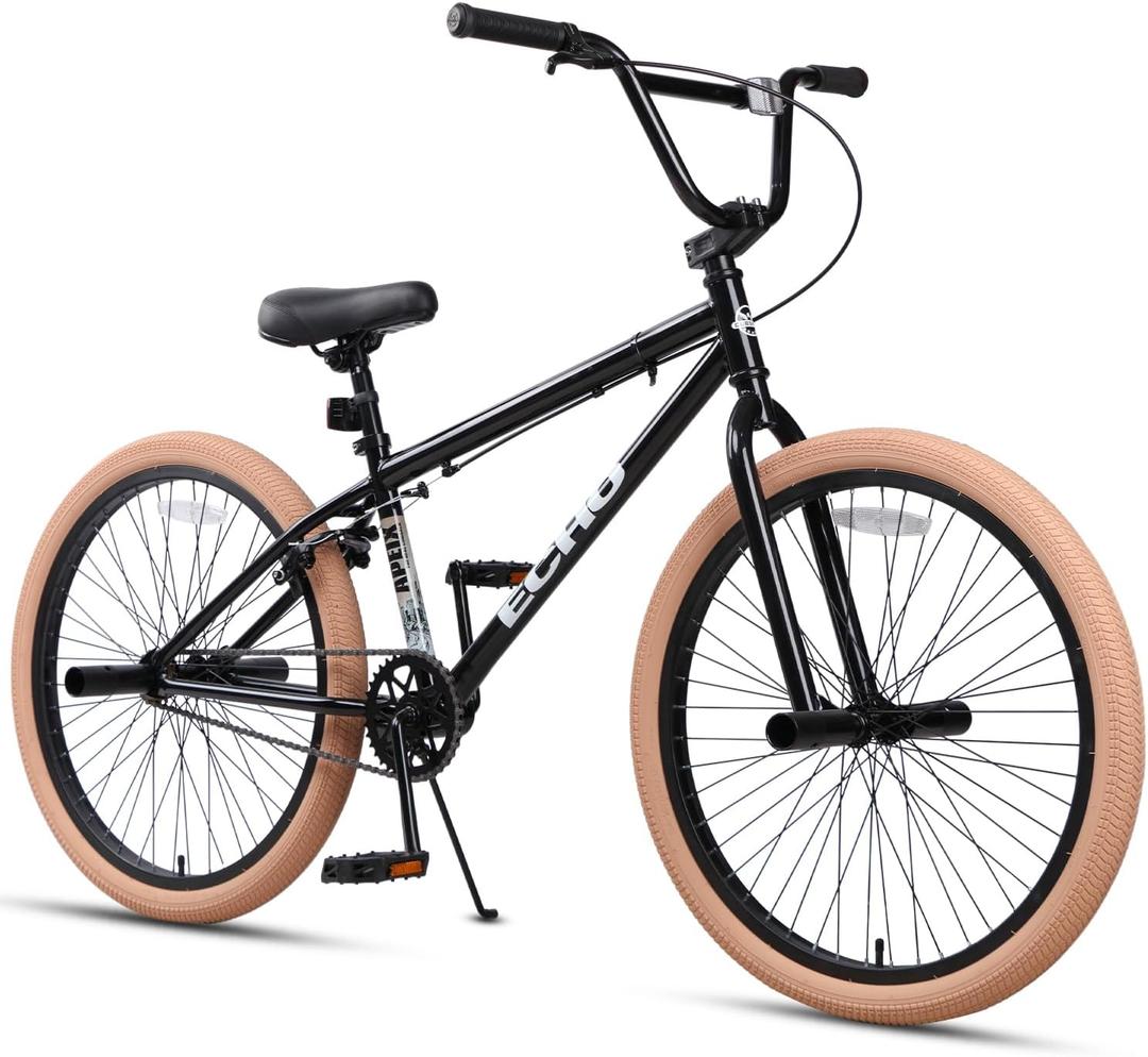 cubsala Echo 24 Inch Beginner BMX Bike for Boys Girls, Black & Brown