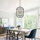 WJShome Black and Gold Chandelier, 8-Lights Tiered Lantern Pendant Light, Large Chandelier for High Ceilings, Modern Farmhouse Foyer Lighting Fixtures, for Living Room, Staircase, Entryway