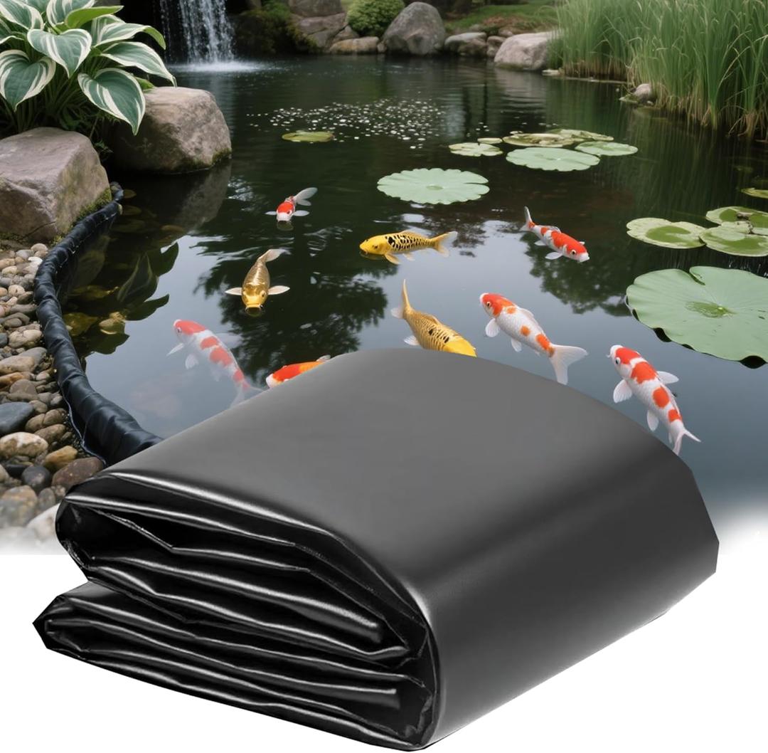 Pond Liner,15 Mil HPED 15 x 30 FT Black Pond Liner Large Pond Liner for Outdoor Fish Ponds,KOI Pond,Duck Pond,Waterproof Pond Equipment,Pond Supplies
