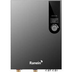 GEN II Ranein Tankless Water Heater Electric, 27kW 240V On Demand Instant Endless Water Heater with Temperature Display, Control Knob, Up to 6.5 GPM for Whole House Water