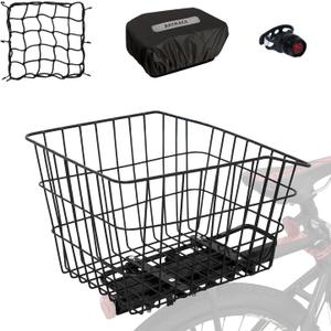 RAYMACE Rear Bike Basket with Waterproof Cover,Bicycle Cargo Rack Storage Basket Mount for Back Under Seat
