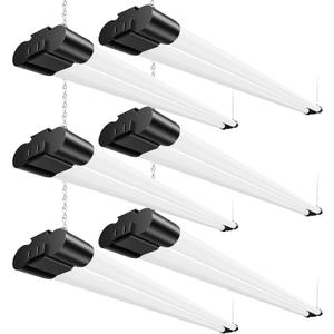 4FT LED Shop Lights, 45W 4500LM 6500K, Garage Light with Plug Hanging 6Pack