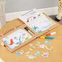 Melissa & Doug Natural Play: Play, Draw, Create Dinosaurs, Drawing Activity Set & Magnet Kit - Reusable Mess-Free Travel Activity Toy for Ages 3+(41 Magnets, 5 Dry-Erase Markers)