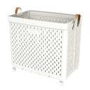 UAK Plastic Laundry Basket with Wheels & Handle, 110L Heavy Duty Foldable Laundry Hamper – Easy Clean Waterproof Rolling Organizer for Bathroom & Laundry Room, White