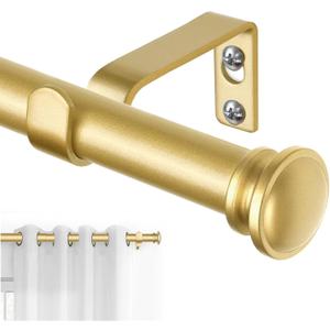 TONIAL Curtain Rod 32 to 58 Inch, Telescoping Splicing 3/4 Drapery Rods for Windows Decorative Single Rod with Small Cap End, Antique Gold