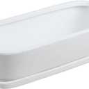 MyGift 14 Inch Oval Modern Matte White Ceramic Succulent Planter Pot with Drainage Hole and Removable Saucer, Decorative Indoor House Plant Container for Flowers, Cactus, Herbs