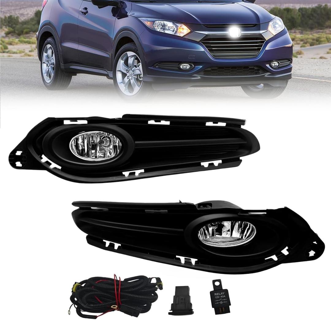 Fog Lights Compatible With 2016 2017 2018 HRV/HR-V Front Bumper Lights Driving Fog Lamps Halogen Bulbs w/Harness and Switch