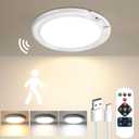 Rechargeable Motion Sensor Ceiling Light with Remote - Magnetic Wireless Ceiling Light Battery Powered for Closet Shower Stairs Shed Hallway etc (1 Pack, 3 Colour Temperatures)
