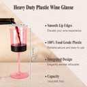Ciaell 12 Pack Pink Plastic Wine Glasses - 14Oz Plastic Wine Glasses with Stem - Disposable Stemmed Wine Glass for Parties & Weddings & Outdoor & Valentine's Day