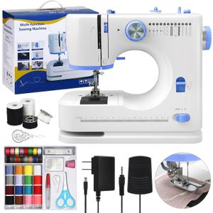 Portable Tabletop Beginner Mini Sewing Machine with 32 PCS Threads Kit for Home Use,12 Built-In Stitches Multifunctional Sewing with Foot Pedal Small Sewing Quilting Machine for Beginners Kids Adults