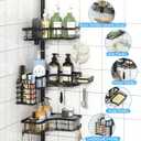 DTUQYX Shower Caddy Corner Tension Pole - Adjustable 43.5-120 Inch Rod Bathroom Organizer Storage Shelf, No-Drill Rustproof 4-Tier Shower Corner Shelves with Towel Rack, Toothbrush Holder & Soap Dish