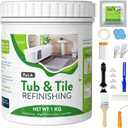 35oz White Tub and Tile Paint, Tub and Tile Refinishing Kit with 8 Tools, Semi-Gloss Bathtub Paint for Bathroom, 50-60sq.ft, Low Odor Bathtub Refinishing Kit for Fiberglass, Sink, Kitchen, Shower