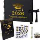 2026 Graduation Guest Book Scrapbook Set - 80 Pages Signature Photo Album with Dual-Tip Markers, Stickers, Tapes, Memory Book Sign for Class of 2026 High School College Grad Party Favors Gifts