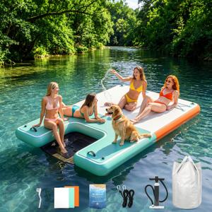 HeySplash Inflatable Floating Dock, 86ft Floating Docks with Anti-Slip Surface Water Access, Inflatable Dock Floating Docks for Lakes Pools Boats Oceans, Up to 4-6 People