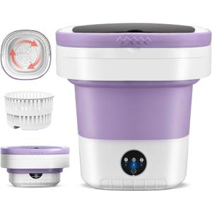 Portable Washing Machine 16L Mini Laundry Washer 3 Modes with Spin Basket Laundry Machine Cleaning Depth Underwear,Baby Clothes Small Shirt for Apartments Dormitories Hotels and Camping (Purple)