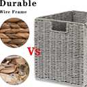 Vagusicc Wicker Basket, Set of 2 Hand-Woven Wicker Storage Basket, Foldable 11 inch Cube Storage Bins, Storage Baskets for Organizing Shelves, Closet Organizers and Storage Bins, Gray (111111)