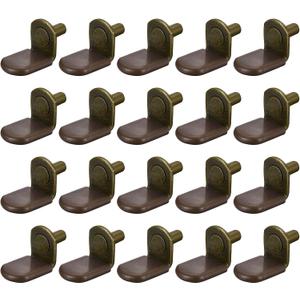 uxcell Shelf Support Pegs, 40pcs 5mm(1/5") L-Shaped Support Bracket Pegs Shelf Pin with Rubber Sleeve for Furniture Shelves Supplies, Bronze Tone