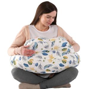 BATTOP Nursing Pillow for Breastfeeding - More Support for Mom, Feeding Pillow with Removable Cover and Adjustable Waist Strap, Plus Size Breastfeeding Pillow (Leaves)