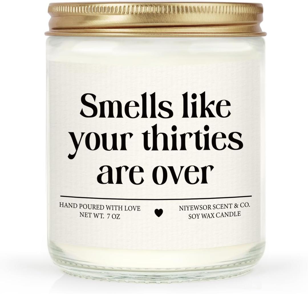 Niyewsor 40th Birthday Gifts Women Men, Forty Birthday Candle, 1985 40th Birthday Decorations for Women Men, 40 Year Old Bday Gifts for Friend, Sister, Wife, Husband, Handmade, 7oz