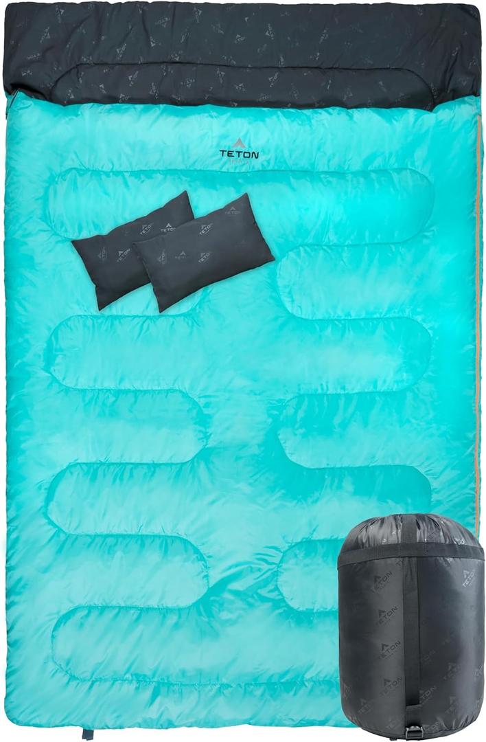 Teton Mammoth Queen Size Double Sleeping Bag- A Warm Bag The Whole Family can Enjoy  Great for Camping, Hunting and Base Camp. Compression Sack Included