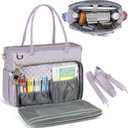 RAINSMORE Teacher Tote Bag 15.6 inch Laptop Bag for Women Work Bags Laptop Tote Nurse Bag Professional Computer Messenger with Insulated Pocket, Laptop Briefcase for Office, College, Gray Lilac