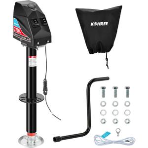 Kohree Electric Trailer Jack 3700lbs, Heavy Duty RV Electric Power Tongue Jack for Travel Trailer A-Frame Camper, with Manual Crank Handle & Weatherproof Jack Cover, 22" Lift, 12V DC with Wiring