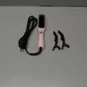 LANDOT Mini Hair Straightening Brush - Compact Heated Ionic Straightener Brush for Frizz-Free, Smooth Results, Lightweight Hot Comb & Travel Flat Iron Perfect for Short Medium Hair, Blush