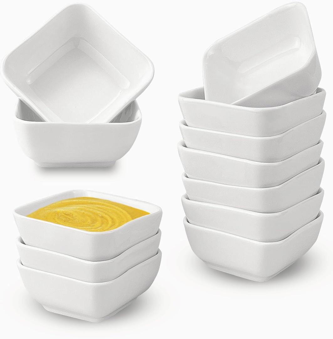 Guyuyii 12 pk Ceramic Sauce Bowls Set - 3.38 oz Ideal for Serving, Condiments, Dipping - Perfect for Parties, Dinners, Family Gatherings - Suitable for Kids, Adults, Guests - Enhance Food Presentation