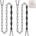 SELEWARE 2 Pcs 85" Hanging Swing Chains, 1000LB Capacity Stainless Steel Hanging Chains with 4 Carabiners, Hanging Chair Hardware for Kids Tree Swings, Hammocks, Punching Bags & Indoor/Outdoor Gym (Black)