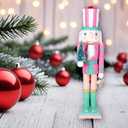 Christmas Nutcracker Ornament 15inch King Soldier Nutcracker Suitable for Table, Fireplace Decoration Christmas Party Supplies (Pink Holding Christmas Tree)