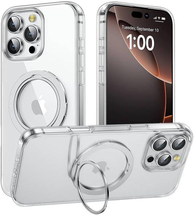 for iPhone 16 Pro Case with Stand,Military Drop Protection,Compatible with MagSafe,Build in Kickstand,iPhone 16 Pro Phone Case 6.3" Clear