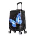 InUSA Prints PC/ABS Plastic Carry-On Luggage, Black Butterfly (IUAPC00S-BBU)