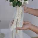 GLIDLION Wedding Bouquets Large for Bride Bridesmaid,White Champagne Artificial Roses Flowers for Wedding Church Decoration (9.5in)