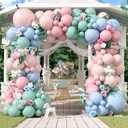 Pink Blue Green Balloon Arch Kit, 122Pcs Dusty Light Pink Baby Blue Green Pastel Balloons for Kids Girl Baby Shower Bridal Wedding Engagement Spring Birthday Flower Party Decorations