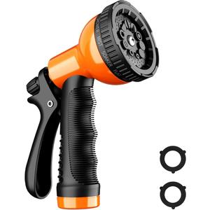 Besiter Garden Hose Nozzle Sprayer 10 Watering Patterns Spray Nozzles Heavy Duty Hose Head Lightweight Hose Attachment Orange