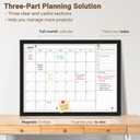 Dry Erase Calendar Whiteboard for Wall, 24"x18" Monthly White Board, Black